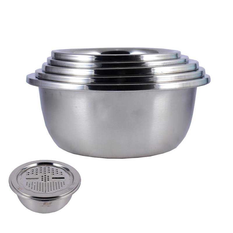 لگن استیل رنده‌دار مجموعه 6 عددی برند HTH